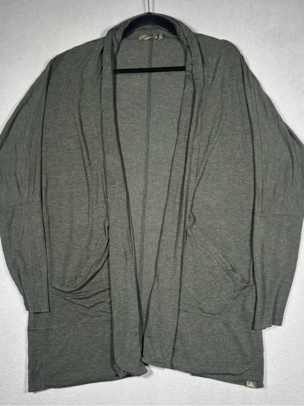 PrAna Foundation Munra Wrap Open Cardigan Sweater Womens Medium Green Heather - Picture 2 of 10